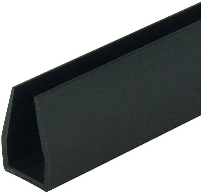 Outwater 3/4 in. D x 3/8 in. W x 96 in. L Black Rigid PVC Plastic U-Channel Moulding Fits 3/8 in. Board, (13-Pack)