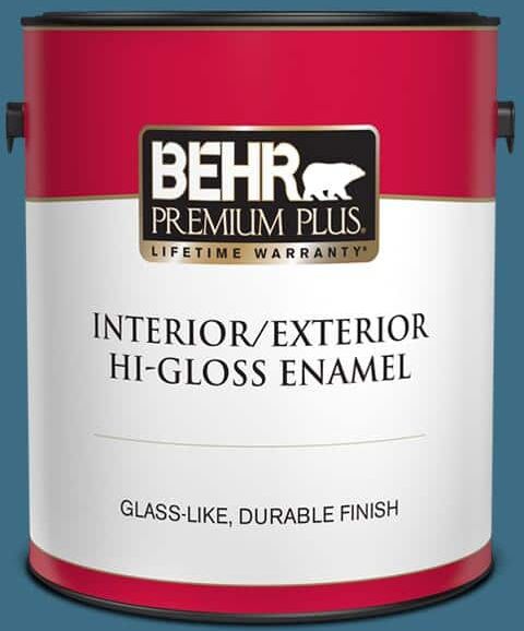 BEHR PREMIUM PLUS 1 gal. #S490-6 Bering Wave Hi-Gloss Enamel Interior/Exterior Paint