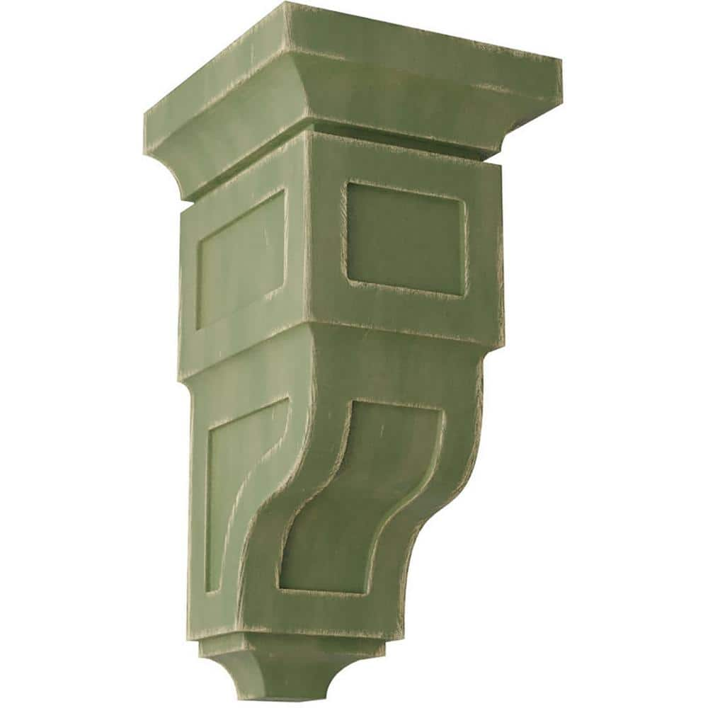 Ekena Millwork 7 in. x 14 in. x 7-3/4 in. Restoration Green Jumbo Reyes Wood Vintage Decor Corbel