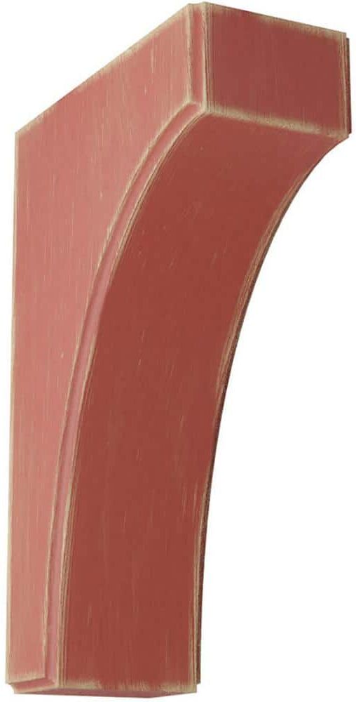 Ekena Millwork 3-1/2 in. x 12 in. x 8 in. Salvage Red Clarksville Wood Vintage Decor Bracket