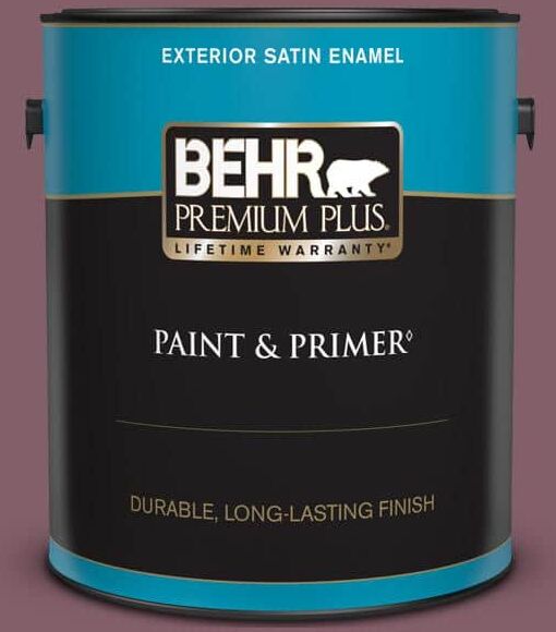 BEHR PREMIUM PLUS 1 gal. #ICC-84 Simply Elegant Satin Enamel Exterior Paint & Primer