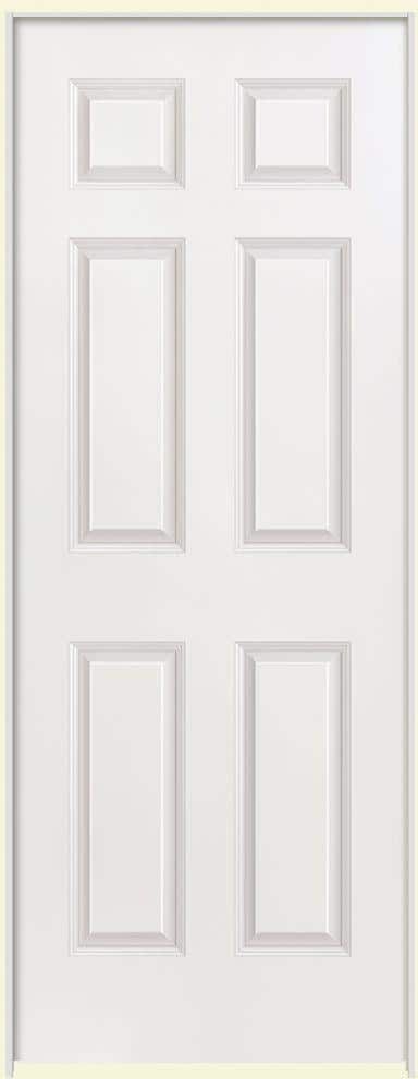 Masonite 36 in. x 80 in. 6-Panel Left-Handed Hollow-Core Smooth Primed Composite Single Prehung Interior Door