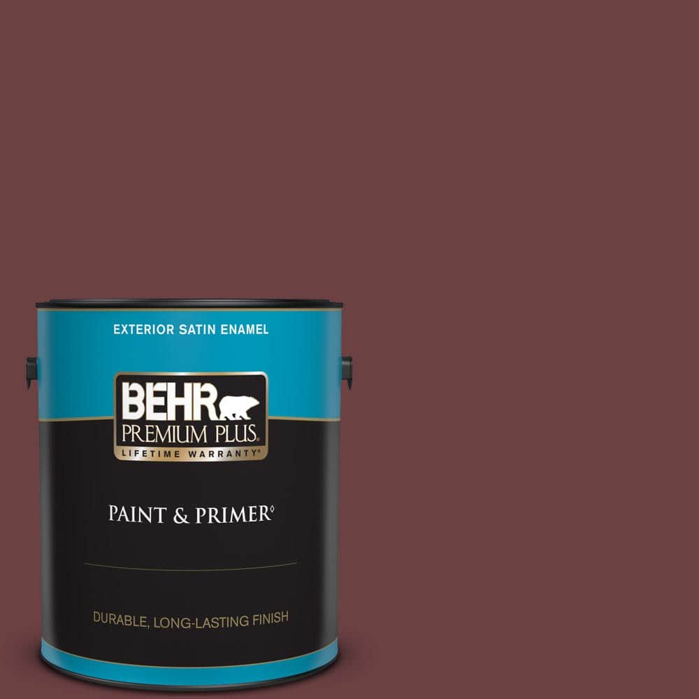 BEHR PREMIUM PLUS 1 gal. #BIC-50 Deep Claret Satin Enamel Exterior Paint & Primer