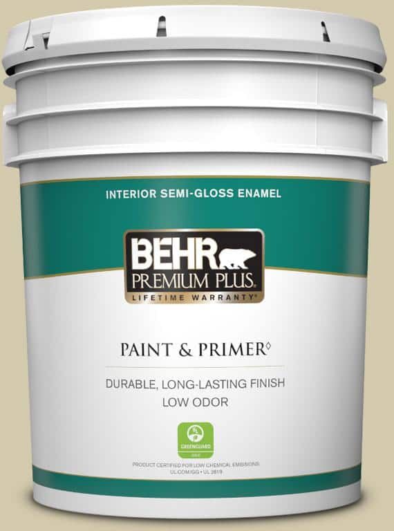 BEHR PREMIUM PLUS 5 gal. #PPU9-12 Prairie House Semi-Gloss Enamel Low Odor Interior Paint & Primer