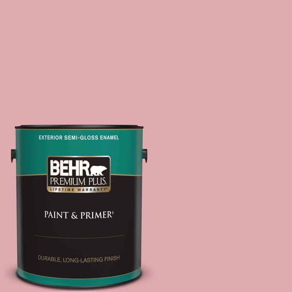 BEHR PREMIUM PLUS 1 gal. #130C-3 Raspberry Lemonade Semi-Gloss Enamel Exterior Paint & Primer