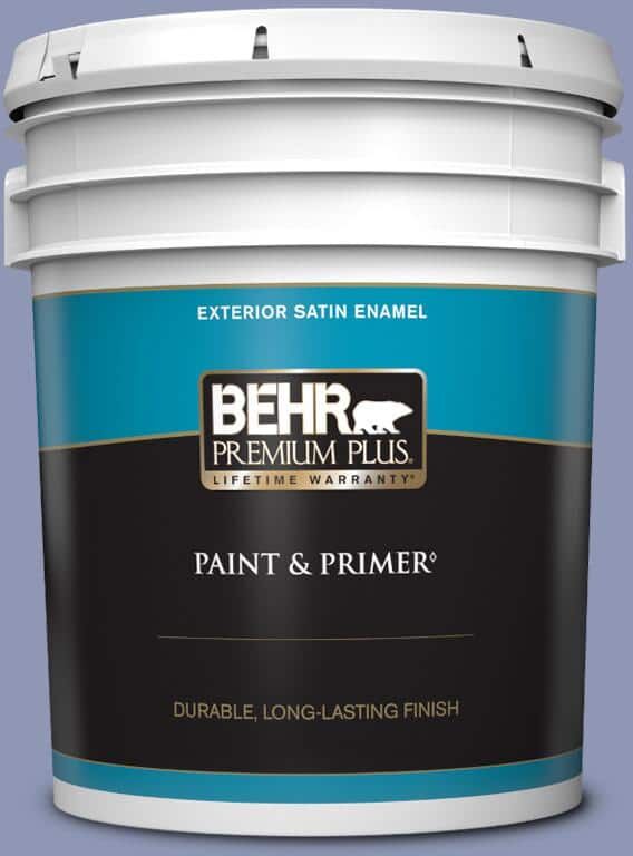 BEHR PREMIUM PLUS 5 gal. #S540-4 Vintage Ribbon Satin Enamel Exterior Paint & Primer