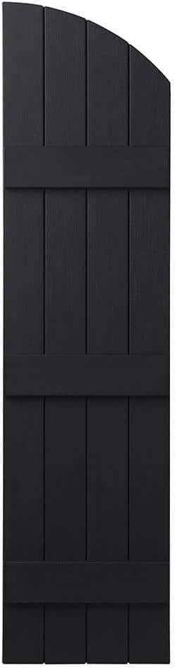 Ply Gem 15 in. x 65 in.  Polypropylene Plastic Arch Top Closed Board and Batten Shutters Pair in Black