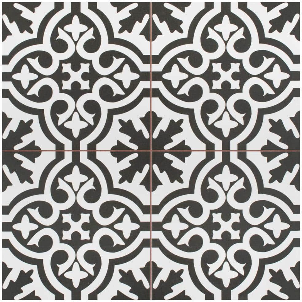 Merola Tile Berkeley II Black 17-5/8 in. x 17-5/8 in. Ceramic Floor and Wall Tile (13.14 sq. ft./Case)