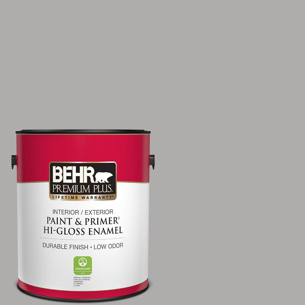 BEHR PREMIUM PLUS 1 gal. Home Decorators Collection #HDC-NT-27A Soft Pebble Hi-Gloss Enamel Interior/Exterior Paint & Primer