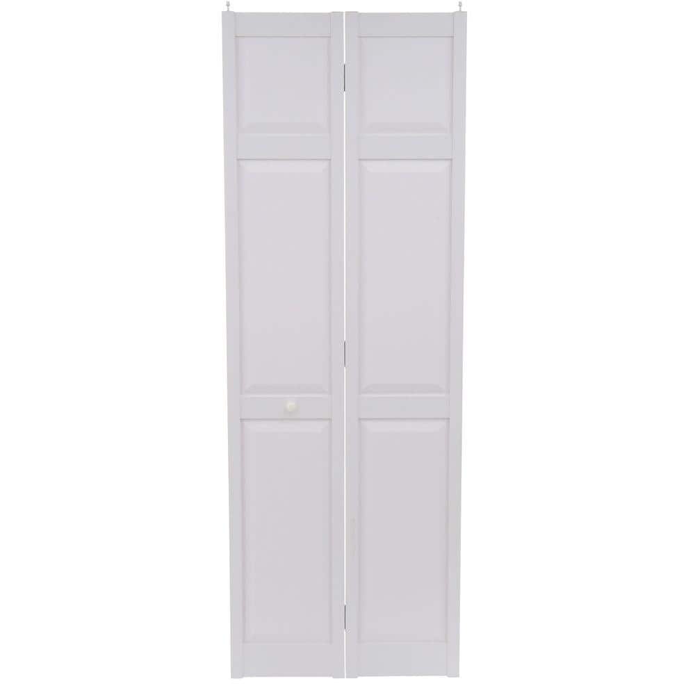 Home Fashion Technologies 28 in. x 80 in. 6-Panel White PVC Composite Interior Bi-Fold Door