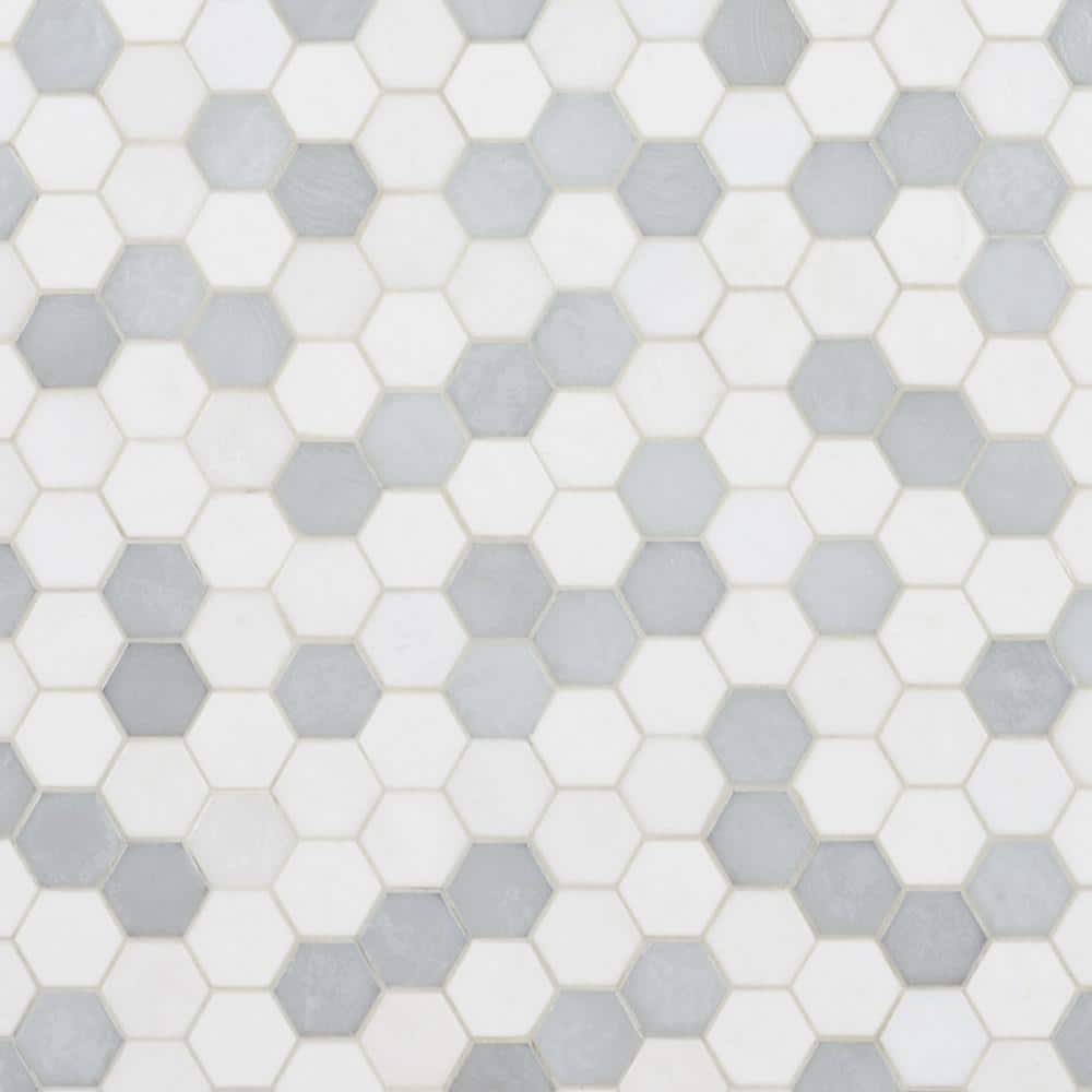 Ivy Hill Tile Argent Hex White 11.81 in. x 11.93 in. Matte Glass Wall Mosaic Tile (0.97 sq. ft./Each)