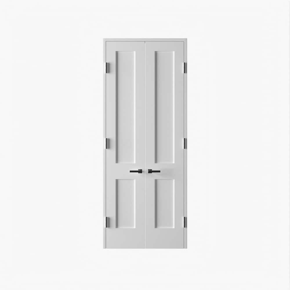RESO 44 in. x 96 in. Bi-Parting Solid Core Primed White Composite Wood Double Pre-hung interior French Door Oil Bronze Hinges