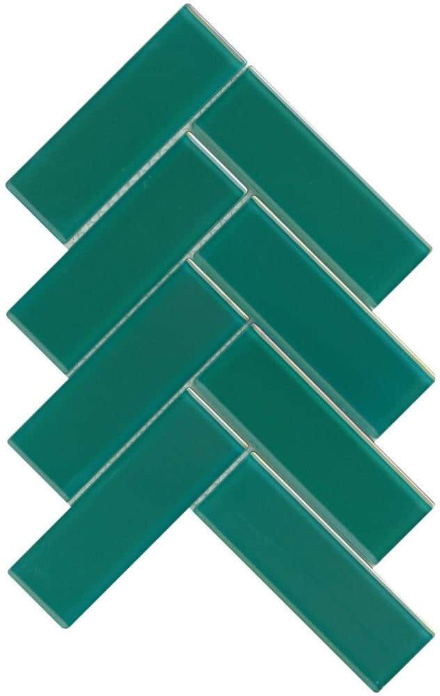 EMSER TILE Irish Spectra 8.39 in. x 11.42 in. Chevron Iridescent Glass Mosaic Tile (0.665 sq. ft./Each, Sold in Case of 10 Pieces)