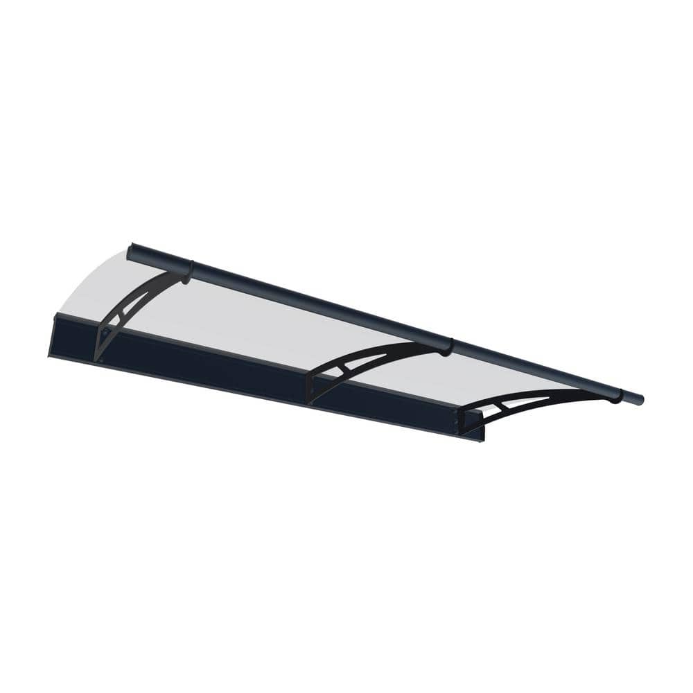 CANOPIA by PALRAM Aquila 3 ft. x 7 ft. Gray/Clear Door and Window Fixed Awning with Siding Connector Kit