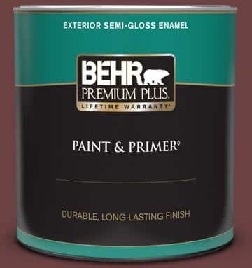 BEHR PREMIUM PLUS 1 qt. #BIC-50 Deep Claret Semi-Gloss Enamel Exterior Paint & Primer