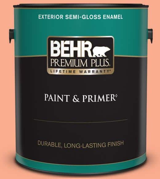 BEHR PREMIUM PLUS 1 gal. #210B-4 Sunset Strip Semi-Gloss Enamel Exterior Paint & Primer