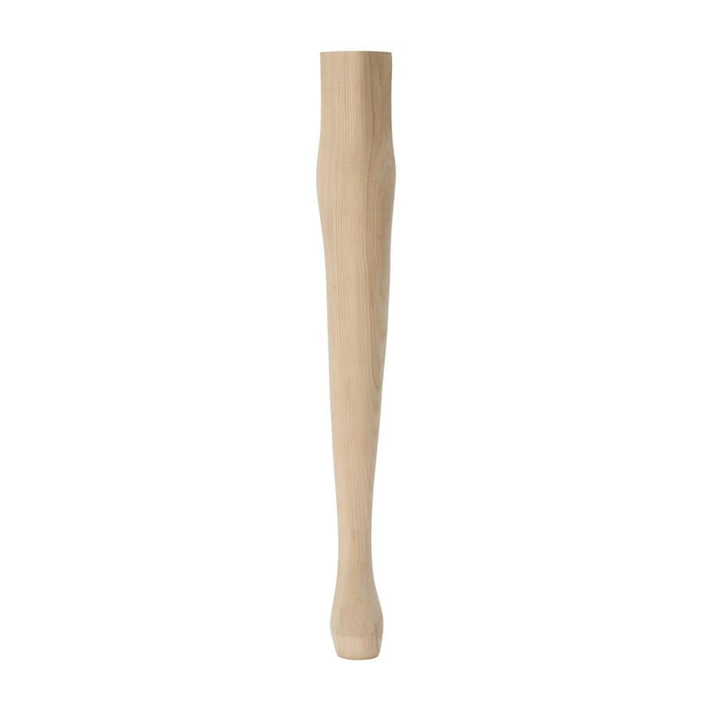Waddell Queen Anne Table Leg with Chamfer - 21 in. H x 1.75 in. Dia. - Sanded Unfinished Ash Wood - DIY Kitchen and Dining Table