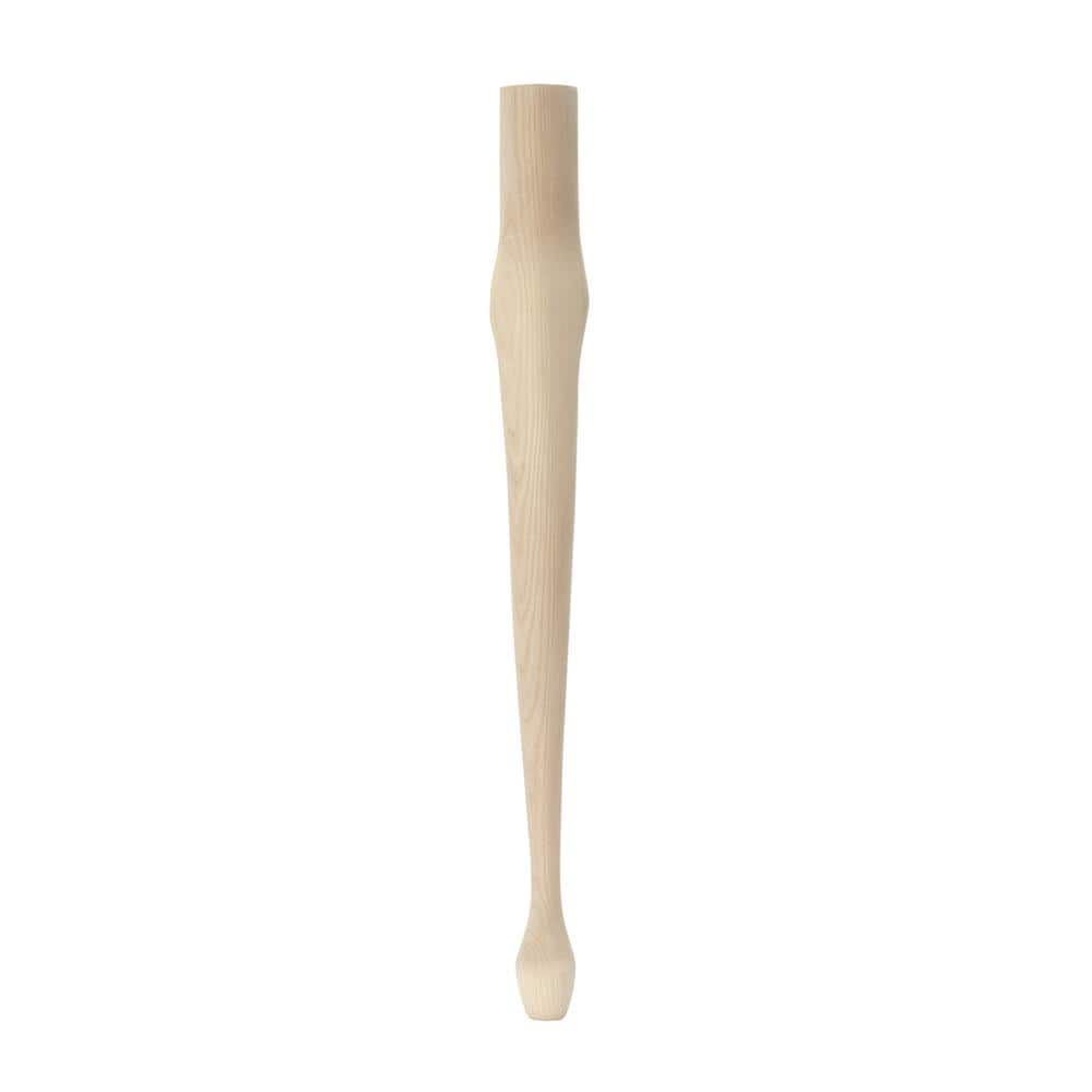 Waddell Queen Anne Table Leg with Chamfer - 28 in. H x 1.75 in. Dia. - Sanded Unfinished Ash Wood - DIY Kitchen and Dining Table