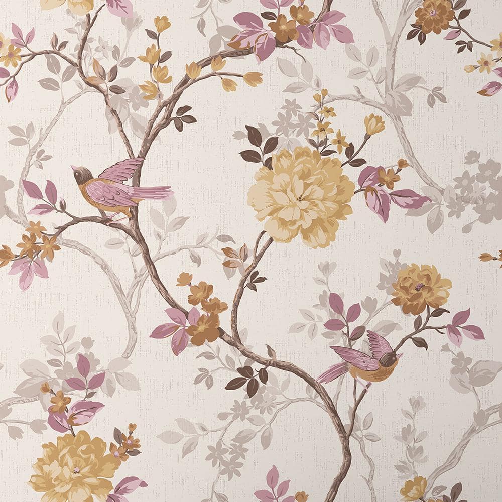 The Company Store Traditional Bird Light Yellow Non-Pasted Wallpaper Roll (covers approx. 52 sq. ft.)