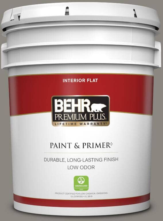 BEHR PREMIUM PLUS 5 gal. Home Decorators Collection #HDC-NT-23 Wet Cement Flat Low Odor Interior Paint & Primer