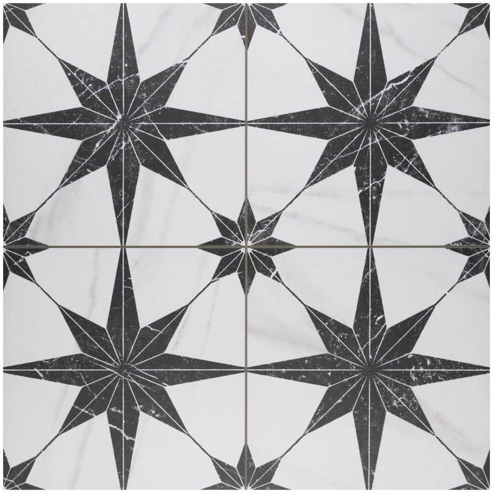 Merola Tile Merzoni Star Marquina 17-7/8 in. x 17-7/8 in. Porcelain Floor and Wall Tile (11.25 sq. ft./Case)