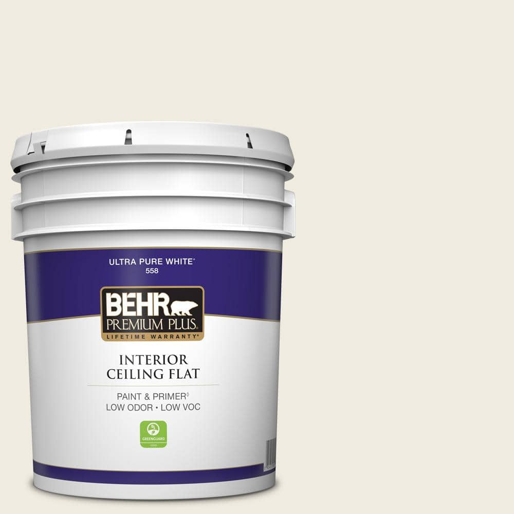 BEHR PREMIUM PLUS 5 gal. #PWN-51 Villa White Ceiling Flat Interior Paint