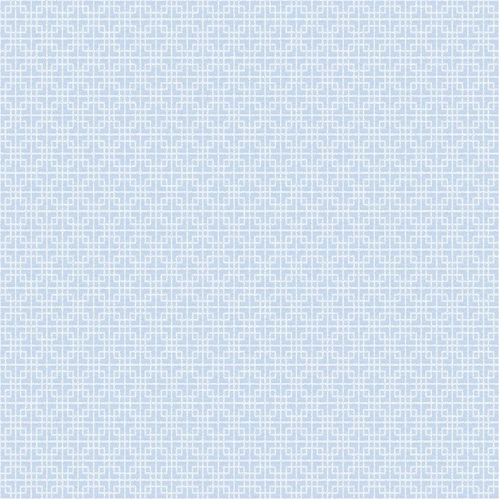 TexStyle Collection Baby Blue/Cream Greek Key Metallic Non-Pasted on Non-Woven Paper Wallpaper Roll