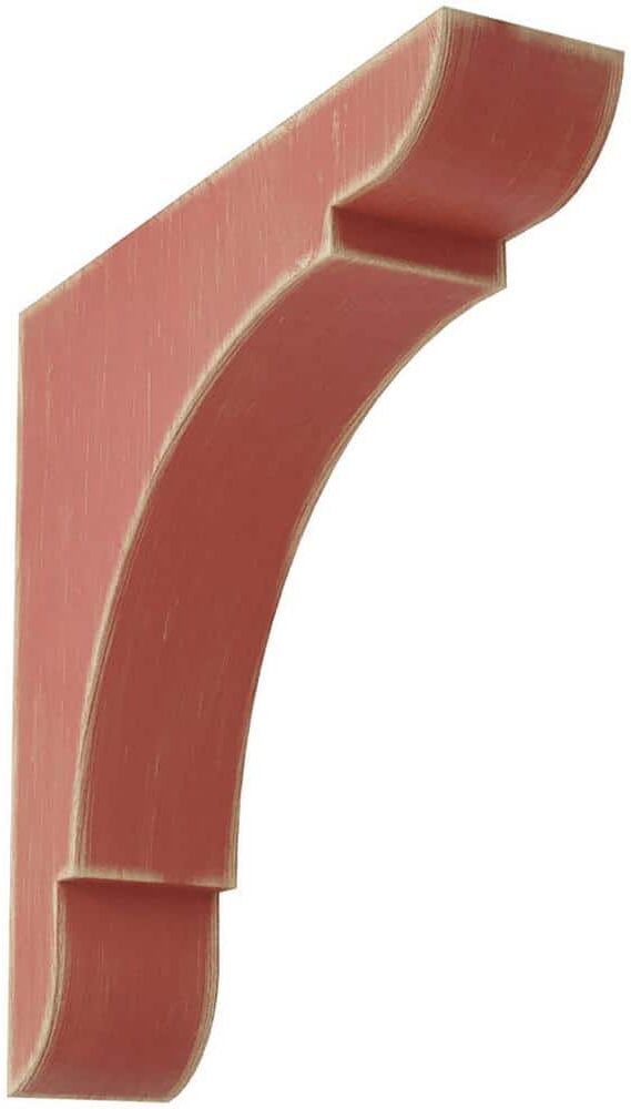 Ekena Millwork 1-3/4 in. x 8 in. x 8 in. Salvage Red Medium Olympic Wood Vintage Decor Bracket