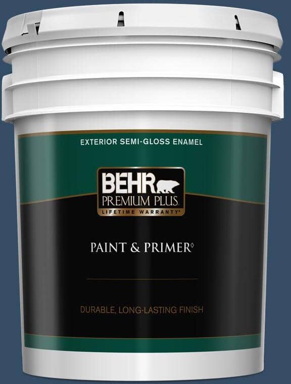 BEHR PREMIUM PLUS 5 gal. Home Decorators Collection #HDC-FL14-12 Rain Boots Semi-Gloss Enamel Exterior Paint & Primer