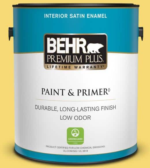 BEHR PREMIUM PLUS 1 gal. #P310-5 Solar Energy Satin Enamel Low Odor Interior Paint & Primer