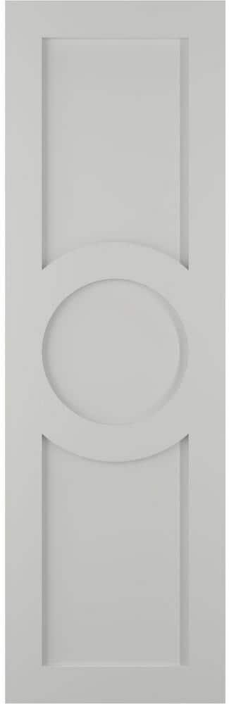 Ekena Millwork 15 in. x 51 in. True Fit PVC Center Circle Arts & Crafts Fixed Mount Flat Panel Shutters, Hailstorm Gray (Per Pair)