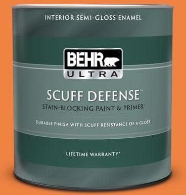 BEHR ULTRA 1 qt. #P220-7 Construction Zone Extra Durable Semi-Gloss Enamel Interior Paint & Primer