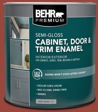 BEHR PREMIUM 1 qt. #S-H-190 Antique Red Semi-Gloss Enamel Interior/Exterior Cabinet, Door & Trim Paint