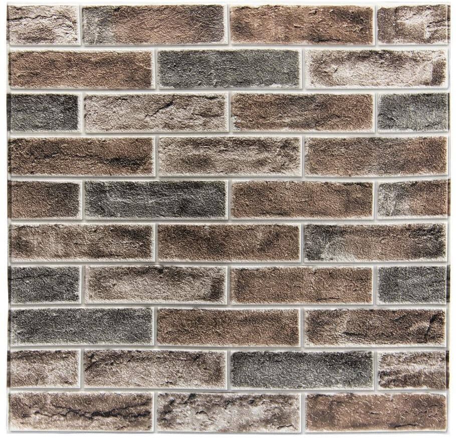 Art3dwallpanels Brown 27.5 in. x 27.5 in. Faux Brick 3D Wall Panels Peel and Stick Foam Wallpaper for Interior Wall (52.5 sq. ft./Case)