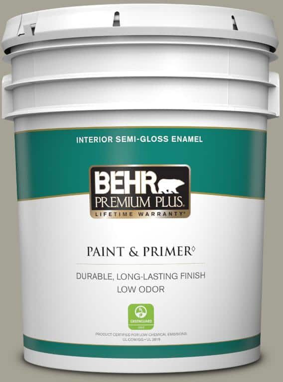 BEHR PREMIUM PLUS 5 gal. Home Decorators Collection #HDC-NT-01 Woodland Sage Semi-Gloss Enamel Low Odor Interior Paint & Primer