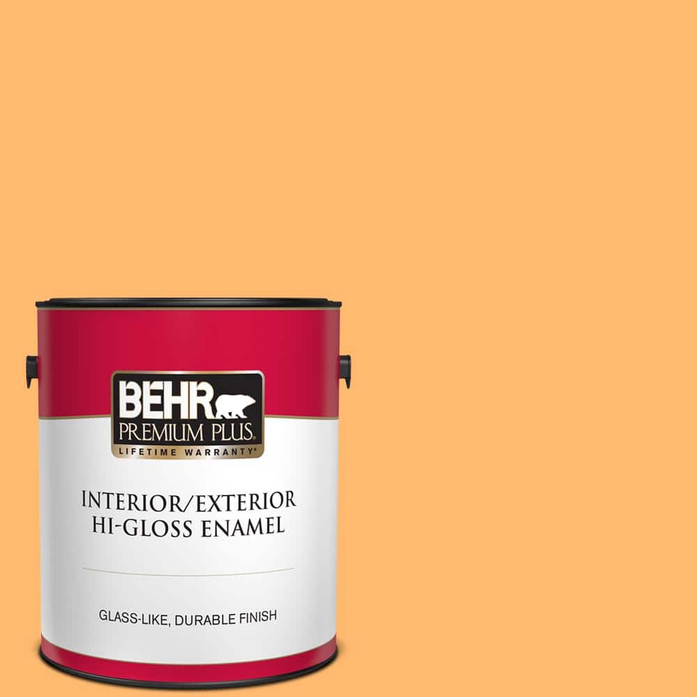 BEHR PREMIUM PLUS 1 gal. #P240-5 Cheese Puff Hi-Gloss Enamel Interior/Exterior Paint