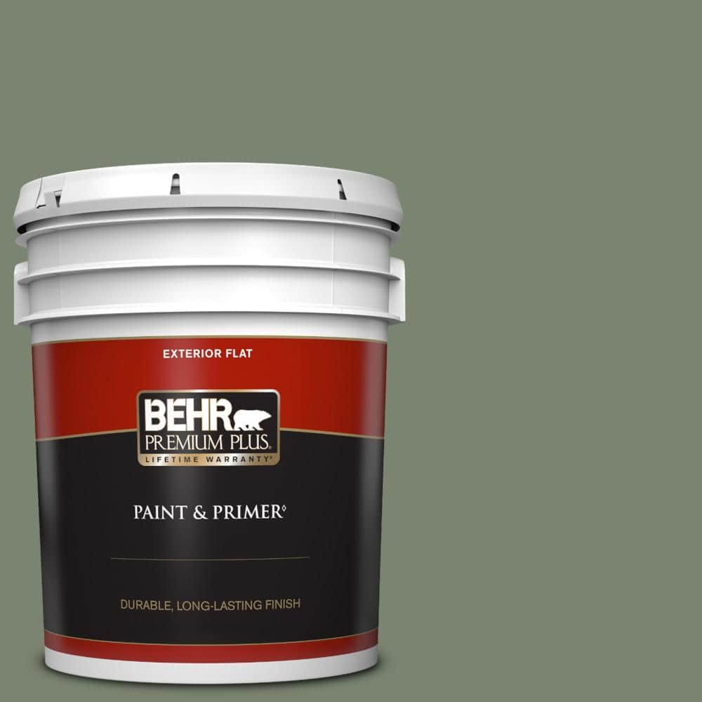 BEHR PREMIUM PLUS 5 gal. #PPU11-18 Cactus Garden Flat Exterior Paint & Primer