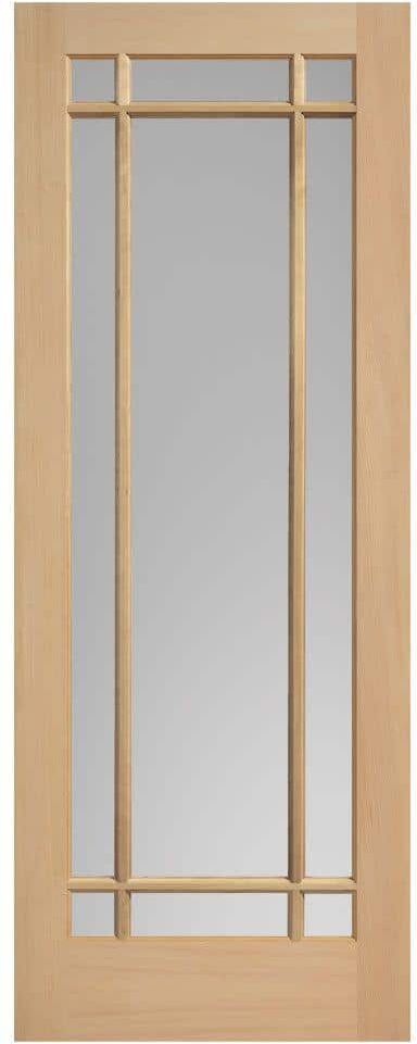 Masonite 36 in. x 84 in. Prairie Maple Veneer 9-Lite Solid Wood Interior Barn Door Slab