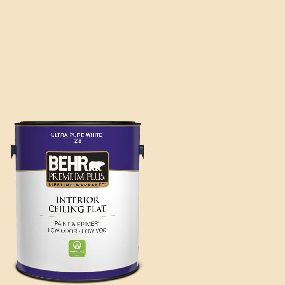 BEHR PREMIUM PLUS 1 gal. #PPU6-10 Cream Puff Ceiling Flat Interior Paint