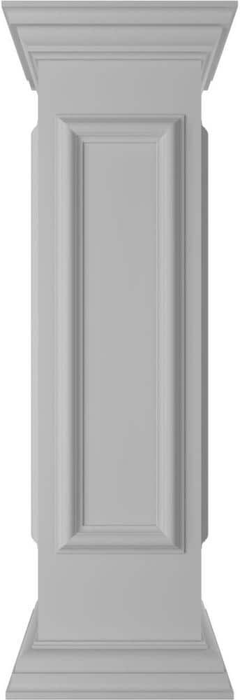 Ekena Millwork End 40 in. x 10 in. White Box Newel Post with Panel, Flat Capital and Base Trim (Installation Kit Included)