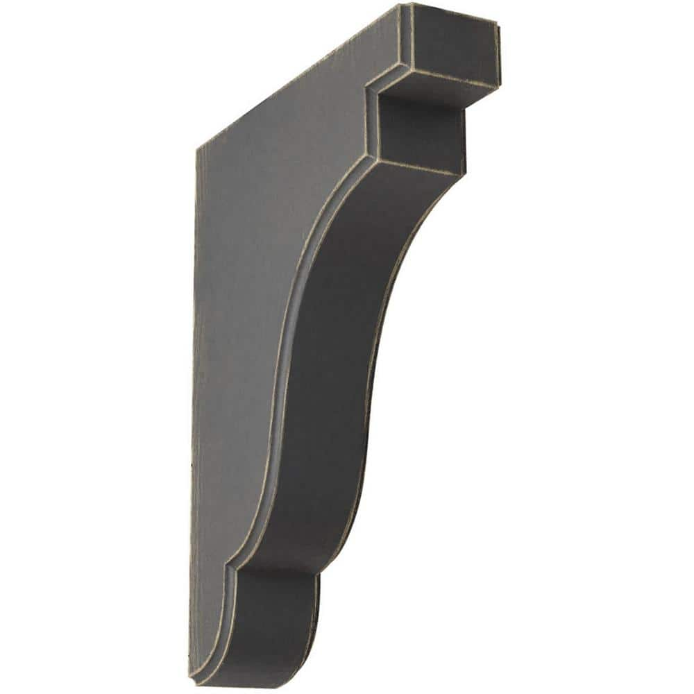 Ekena Millwork 1-3/4 in. x 9-1/2 in. x 7-1/4 in. Black Bedford Wood Vintage Decor Bracket