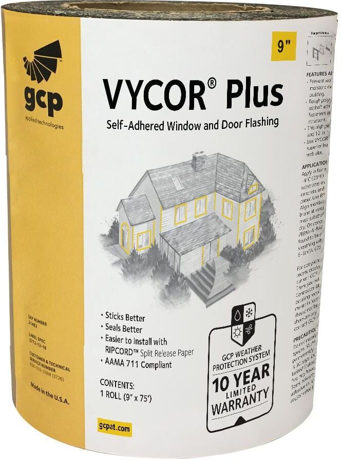 GCP Applied Technologies Vycor Plus 9 in. x 75 ft. Roll Fully-Adhered Flashing Tape (56 sq. ft.)