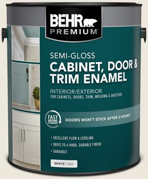 BEHR PREMIUM 1 gal. #BXC-32 Picket Fence White Semi-Gloss Enamel Interior/Exterior Cabinet, Door & Trim Paint