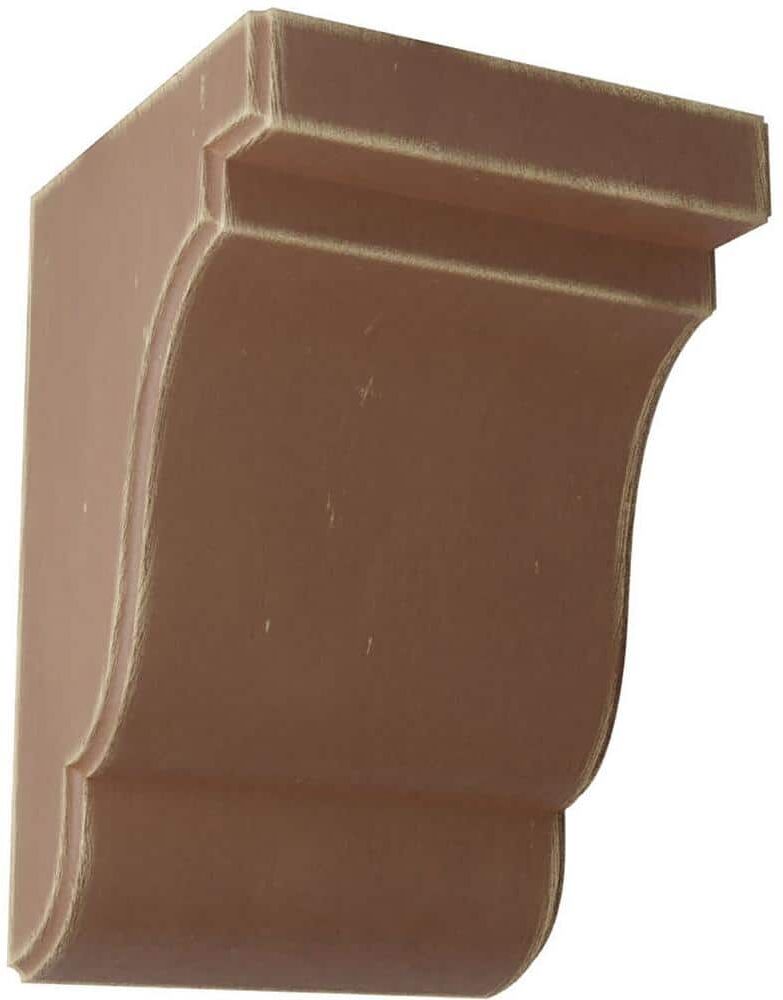 Ekena Millwork 5-1/4 in. x 7-1/2 in. x 5 in. Weathered Brown Bedford Wood Vintage Decor Bracket