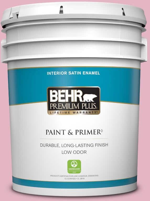 BEHR PREMIUM PLUS 5 gal. Home Decorators Collection #HDC-SP16-10 Japanese Rose Garden Satin Enamel Low Odor Interior Paint & Primer