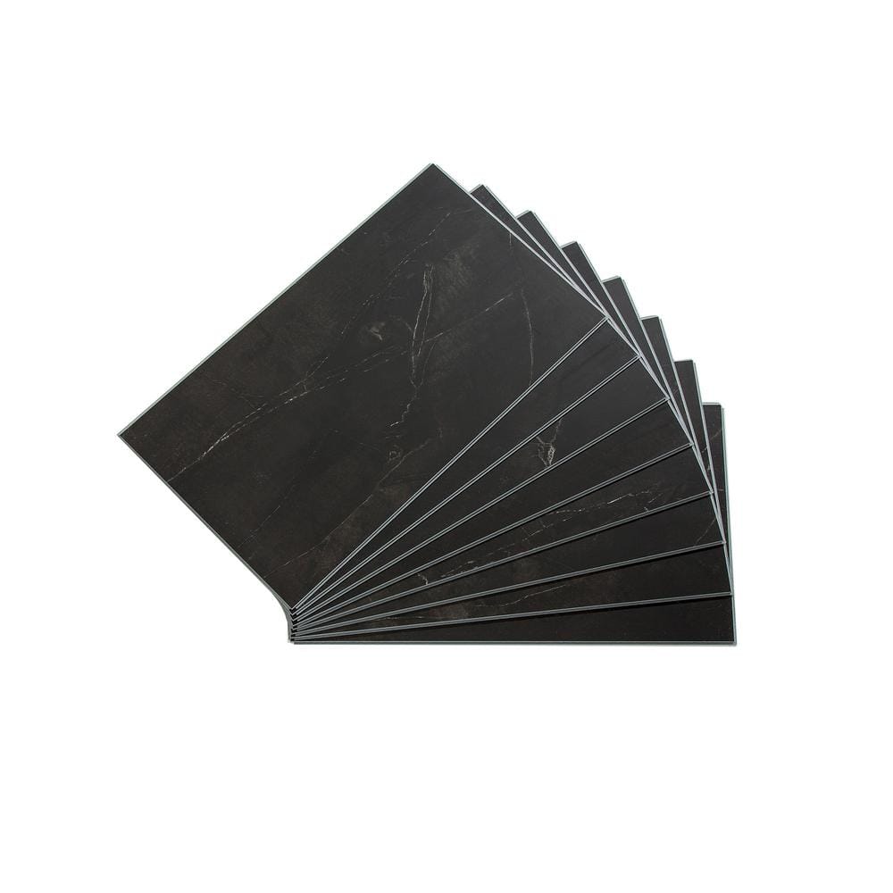 PALISADE Black Ice 14.8 in. W x 25.6 in. L Waterproof Adhesive No Grout Vinyl Wall Tile (21 sq. ft./case)