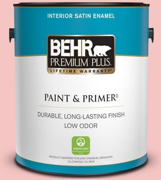 BEHR PREMIUM PLUS 1 gal. #140C-2 My Fair Lady Satin Enamel Low Odor Interior Paint & Primer