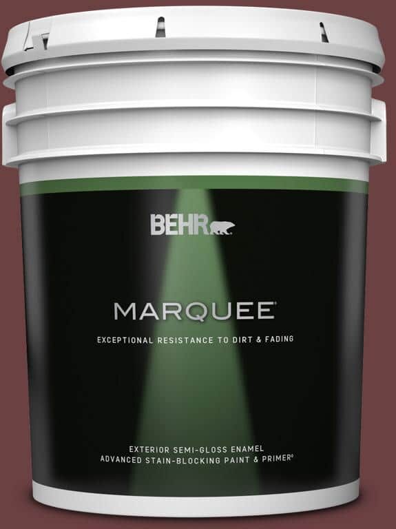 BEHR MARQUEE 5 gal. #BIC-50 Deep Claret Semi-Gloss Enamel Exterior Paint & Primer