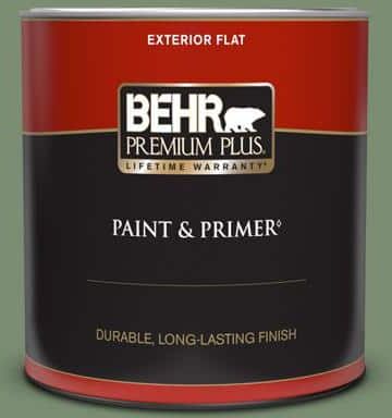 BEHR PREMIUM PLUS 1 qt. #PPU11-02 Shallot Bulb Flat Exterior Paint & Primer