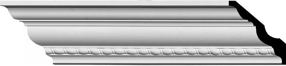 Ekena Millwork 3 in. H x 3 in. P x 4-1/4 in. F x 94-1/2 in. L Polyurethane Crendon Bead and Barrel Crown Moulding (2-Pack)